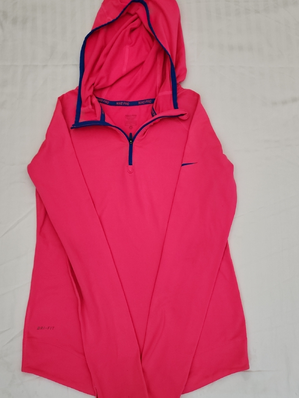 Nike Hot Pink Hooded Half-Zip Pullover with Navy Trim